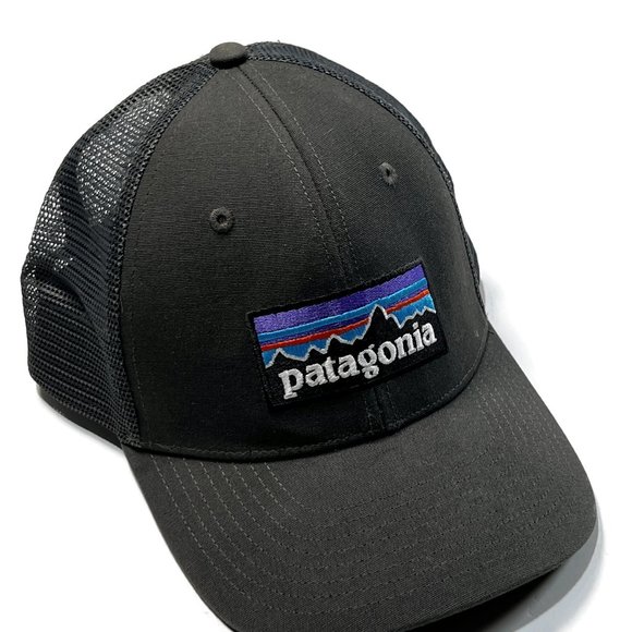Patagonia P-6 Logo Trucker Hat Gray Adjustable Snapback Mesh Cap 38017 - Picture 3 of 8